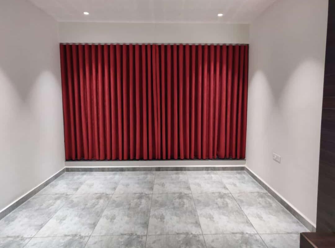 Maroon wave fold curtains